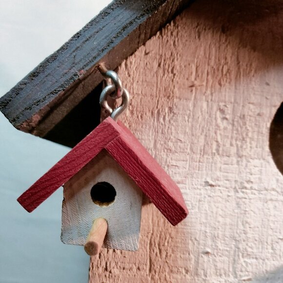 Wood Bird House God Bless America Patriotic Americana Red White Blue USA - Picture 7 of 9